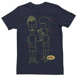 Licensed Character Men's Beavis & Butthead Neon Outline Tee Navy Heather -Licensed Character Shop unnamed file 24861