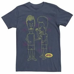 Licensed Character Men's Beavis & Butthead Neon Outline Tee Navy Heather -Licensed Character Shop unnamed file 24862