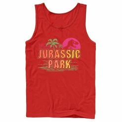 Licensed Character Men's Jurassic Park Neon Gradient Scene Tank White