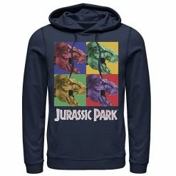 Licensed Character Men's Jurassic Park Four Square Dino Pop Art Style Hoodie Navy -Licensed Character Shop unnamed file 24898