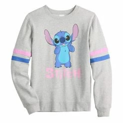 Licensed Character Disney's Lilo & Stitch Juniors' "Stitch" Striped Sleeve Pullover -Licensed Character Shop unnamed file 249