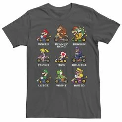 Licensed Character Men's Nintendo Mario Kart Racers Side View Names Tee Light Blue