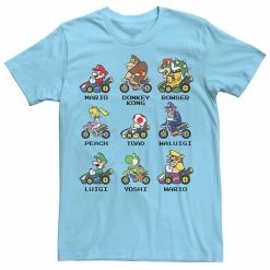 Licensed Character Men's Nintendo Mario Kart Racers Side View Names Tee Light Blue -Licensed Character Shop unnamed file 24972
