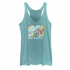Licensed Character Juniors' MTV Logo Hollow Abstract Tank Top Purple Heather