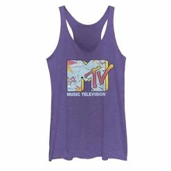 Licensed Character Juniors' MTV Logo Hollow Abstract Tank Top Purple Heather -Licensed Character Shop unnamed file 25037