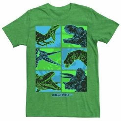 Licensed Character Men's Jurassic World Two Dino Faces Comic Pop Tee Kelly Heather -Licensed Character Shop unnamed file 25059
