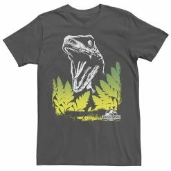 Licensed Character Men's Jurassic World Raptor Roaring Behind Bushes Graphic Tee Navy