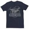 Licensed Character Men's Jurassic World T-Rex Dinosaurs Scene Logo Graphic Tee Navy