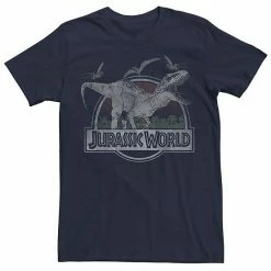 Licensed Character Men's Jurassic World T-Rex Dinosaurs Scene Logo Graphic Tee Navy -Licensed Character Shop unnamed file 25072