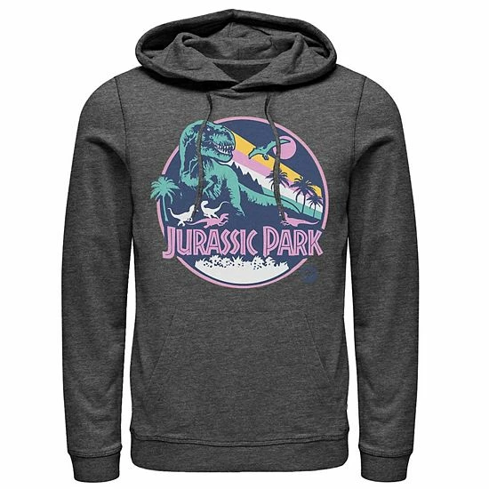 Licensed Character Men's Jurassic Park Retro Rex Scene Hoodie Charcoal Heather 6 Licensed Character Men's Jurassic Park Retro Rex Scene Hoodie Charcoal Heather - Image 4