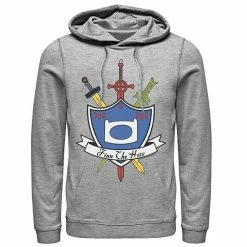 Licensed Character Men's Cartoon Network Adventure Time Finn The Hero Sword And Shield Banner Hoodie Athlc Hthr