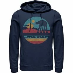 Licensed Character Men's Star Wars AT-AT Silhouette Title Logo Circle Hoodie Navy -Licensed Character Shop unnamed file 25167