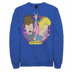 Licensed Character Men's Beavis & Butthead Rock N Roll Circle Portrait Sweatshirt Navy -Licensed Character Shop unnamed file 25186