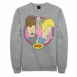 Licensed Character Men's Beavis & Butthead Rock N Roll Circle Portrait Sweatshirt Navy -Licensed Character Shop unnamed file 25187