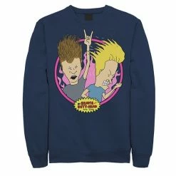 Licensed Character Men's Beavis & Butthead Rock N Roll Circle Portrait Sweatshirt Navy -Licensed Character Shop unnamed file 25188