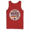Licensed Character Men's Super Mario Retro Distressed Logo Tank Black