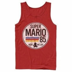 Licensed Character Men's Super Mario Retro Distressed Logo Tank Black -Licensed Character Shop unnamed file 25297
