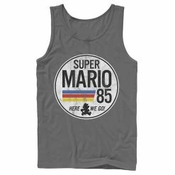 Licensed Character Men's Super Mario Retro Distressed Logo Tank Black -Licensed Character Shop unnamed file 25298