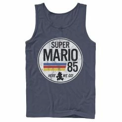 Licensed Character Men's Super Mario Retro Distressed Logo Tank Black -Licensed Character Shop unnamed file 25299