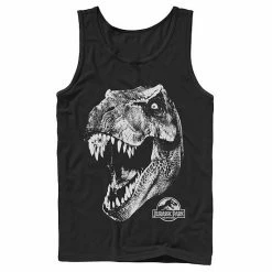 Licensed Character Men's Jurassic Park T-Rex White Head Roaring Tank Charcoal -Licensed Character Shop unnamed file 25374