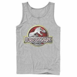 Licensed Character Men's Jurassic Park Chrome Logo Tank Top Athletic Heather