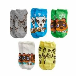 Licensed Character Boys Nintendo Animal Crossing 5-Pack No-Show Socks