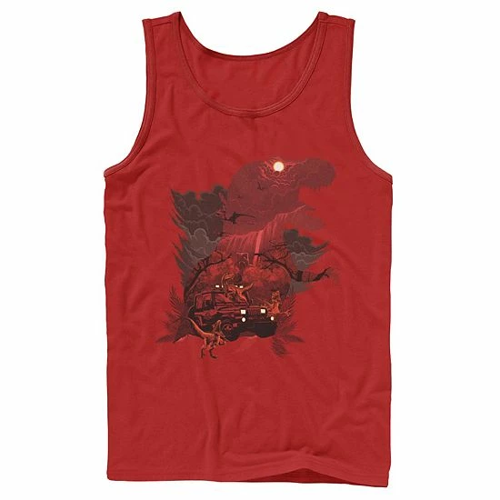 Licensed Character Mens Jurassic Park T-Rex Red Safari Collage Tank Top 3 Licensed Character Mens Jurassic Park T-Rex Red Safari Collage Tank Top