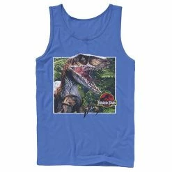 Licensed Character Men's Jurassic Park Raptor Coming Out Of Forest Tank Navy -Licensed Character Shop unnamed file 25465