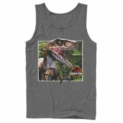 Licensed Character Men's Jurassic Park Raptor Coming Out Of Forest Tank Navy -Licensed Character Shop unnamed file 25466