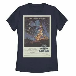 Licensed Character Juniors'Star Wars La Guerra De Las Galaxias Movie Poster Tee Black -Licensed Character Shop unnamed file 25531