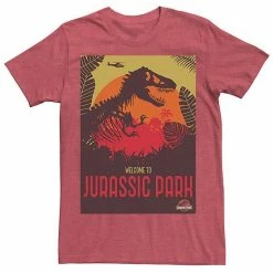 Licensed Character Men's Jurassic Park Welcome T-Rex Sunset Tee Cardinal