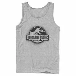 Licensed Character Men's Jurassic Park All White Spray Paint Stencil Movie Logo Tank -Licensed Character Shop unnamed file 25607