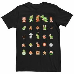 Licensed Character Men's Nintendo Super Mario 8-bit Retro Icon Grid Tee Charcoal Heather -Licensed Character Shop unnamed file 25619