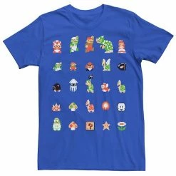 Licensed Character Men's Nintendo Super Mario 8-bit Retro Icon Grid Tee Charcoal Heather -Licensed Character Shop unnamed file 25620