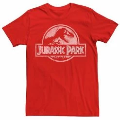 Licensed Character Men's Jurassic Park Peach Distressed Logo Tee Black