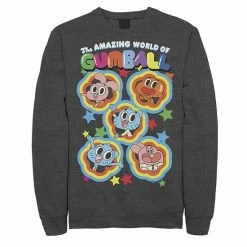 Licensed Character Men's Cartoon Network Gumball Five Stars Group Shot Colorful Sweatshirt Charcoal Heather -Licensed Character Shop unnamed file 25677
