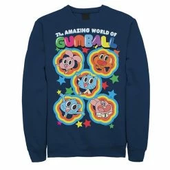 Licensed Character Men's Cartoon Network Gumball Five Stars Group Shot Colorful Sweatshirt Charcoal Heather -Licensed Character Shop unnamed file 25679