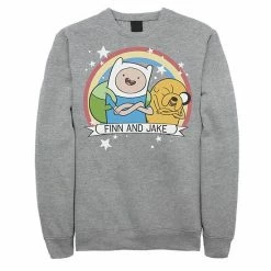 Licensed Character Men's Cartoon Network Adventure Time Finn & Jake Rainbow Banner Fleece Black -Licensed Character Shop unnamed file 25696
