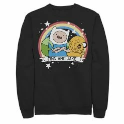 Licensed Character Men's Cartoon Network Adventure Time Finn & Jake Rainbow Banner Fleece Black -Licensed Character Shop unnamed file 25697