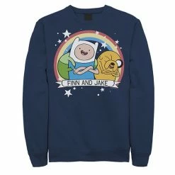 Licensed Character Men's Cartoon Network Adventure Time Finn & Jake Rainbow Banner Fleece Black -Licensed Character Shop unnamed file 25699