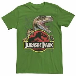 Licensed Character Men's Jurassic Park Raptor Holding Colored Logo Tee Athletic Heather