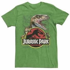 Licensed Character Men's Jurassic Park Raptor Holding Colored Logo Tee Athletic Heather -Licensed Character Shop unnamed file 25748