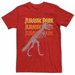Licensed Character Men's Jurassic Park T-rex Skeleton Over Gradient Text Tee Red -Licensed Character Shop unnamed file 25791