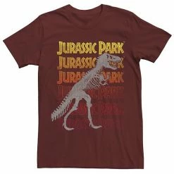 Licensed Character Men's Jurassic Park T-rex Skeleton Over Gradient Text Tee Red -Licensed Character Shop unnamed file 25793