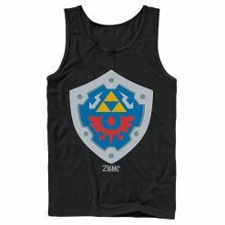 Licensed Character Men's Nintendo Legend Of Zelda Links Awakening Hylian Shield Logo Tank Black