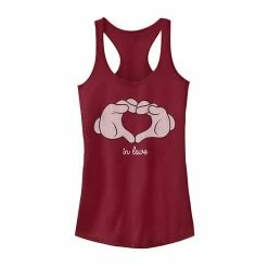 Licensed Character Juniors' Disney Mickey Mouse Heart Hands In Love Tank Scarlet