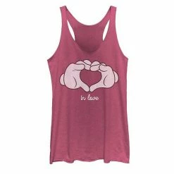 Licensed Character Juniors' Disney Mickey Mouse Heart Hands In Love Tank Scarlet -Licensed Character Shop unnamed file 25855