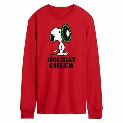 Licensed Character Men's Peanuts Holiday Cheer Long Sleeve Tee Gray
