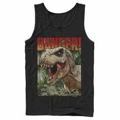 Licensed Character Men's Jurassic World Danger T-Rex Retro Poster Graphic Tank Top Black -Licensed Character Shop unnamed file 25961