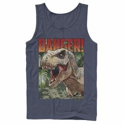 Licensed Character Men's Jurassic World Danger T-Rex Retro Poster Graphic Tank Top Black -Licensed Character Shop unnamed file 25962